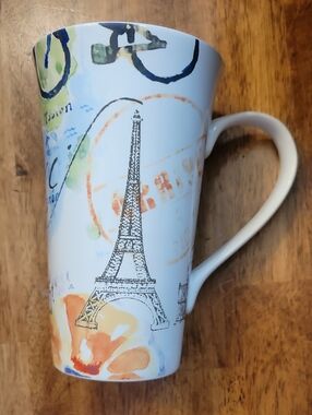 222 Fifth White Porcelain Paris Tall Traveler Mug